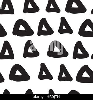 Vector hand-painted seamless pattern with triangle, lines, doodl Stock Vector
