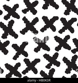 Vector hand-painted seamless pattern with cross, abstract doodle Stock Vector