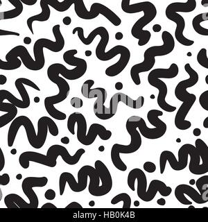 Vector hand-painted seamless pattern with abstract doodle lines Stock Vector