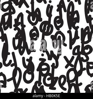 Vector hand-painted seamless pattern with alphabet Stock Vector