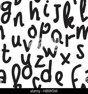 Vector hand-painted seamless pattern with alphabet Stock Vector