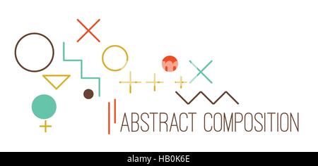 Abstract composition with simple colorful geometric figures Stock Vector