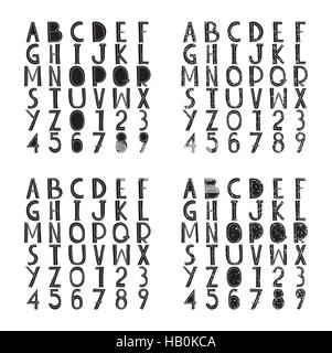 Fat fonts collection with rough grungy decorative alphabet Stock Vector