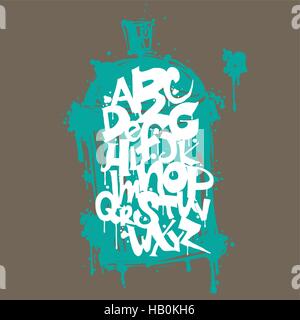 Font graffiti vandal and cans Stock Vector