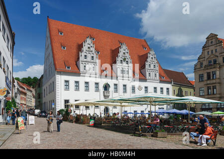 Meißen: Market with town hall, , Sachsen, Saxony, Germany Stock Photo