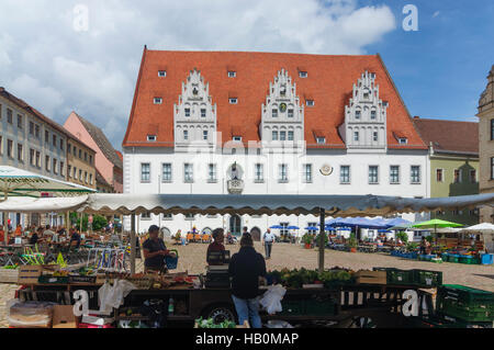 Meißen: Market with town hall, , Sachsen, Saxony, Germany Stock Photo