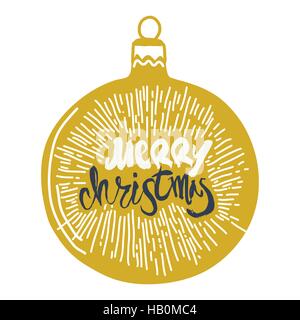 Merry Christmas calligraphy on ball. Handwritten moder Stock Vector