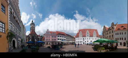 Meißen: Market with church Frauenkirche and town hall, , Sachsen, Saxony, Germany Stock Photo