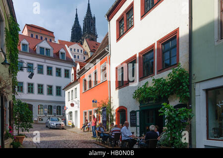 Meißen: Old Town, Burgstrasse street with a view of the cathedral, , Sachsen, Saxony, Germany Stock Photo