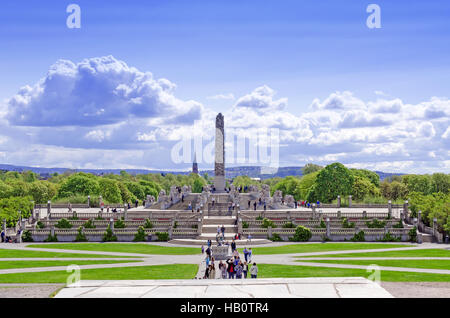 Statues in Vigeland park in Oslo cityskape Stock Photo