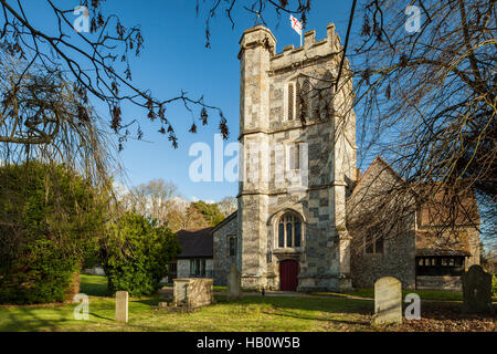 Autumn afternoon at St Peter's & St Paul's church in Soberton, Hampshire, England. Stock Photo