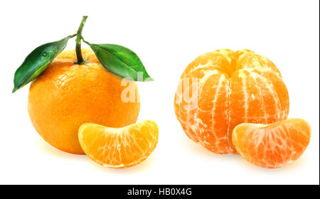 Bright photo mandarin with segments on a white background Stock Photo