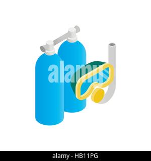 Mask, snorkel and scuba isometric 3d icon Stock Vector