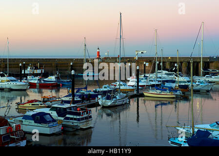The harbour at Watchet, Somerset, at twilight, England UK Stock Photo