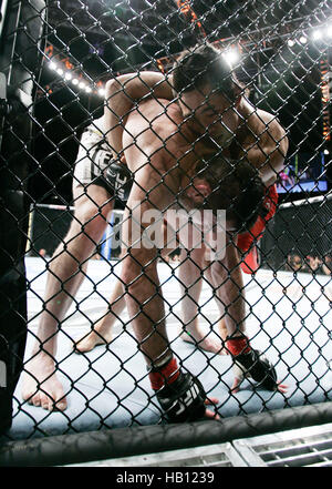 UFC fighter Dong Hyun Kim, right, fights Amir Sadollah at UFC 114 on May 29, 2010 in Las Vegas, Nevada. Photo by Francis Specker Stock Photo