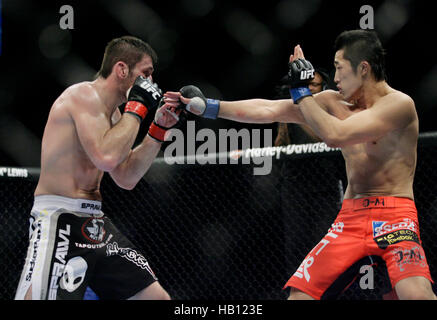 UFC fighter Dong Hyun Kim, right, fights Amir Sadollah at UFC 114 on May 29, 2010 in Las Vegas, Nevada. Photo by Francis Specker Stock Photo