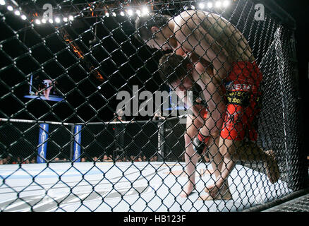 UFC fighter Dong Hyun Kim, right, fights Amir Sadollah at UFC 114 on May 29, 2010 in Las Vegas, Nevada. Photo by Francis Specker Stock Photo