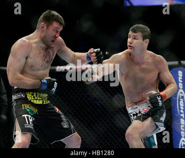 UFC fighter Michael Bisping, right, fights Dan Miller at UFC 114 on May 29, 2010 in Las Vegas, Nevada. Photo by Francis Specker Stock Photo