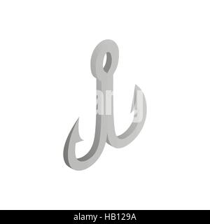 Treble fish hook isometric 3d icon Stock Vector