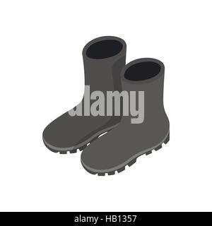 Black rubber boots isometric 3d icon Stock Vector
