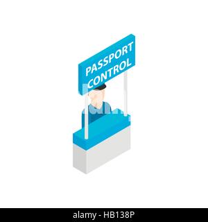 Passport control isometric 3d icon Stock Vector
