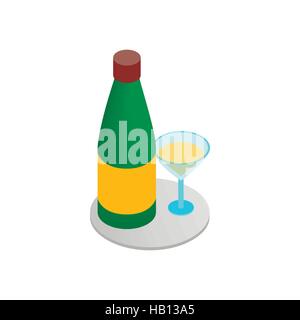 Champagne and glass 3d isometric icon Stock Vector