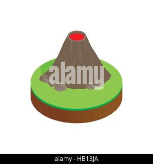 Volcano erupting isometric 3d icon Stock Vector
