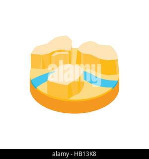Desert landscape with mountains and river icon Stock Vector