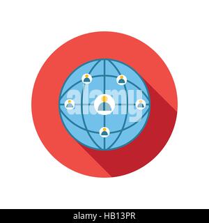 Network connections between people flat icon Stock Vector