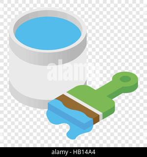 Paint and paint brush isometric 3d icon Stock Vector