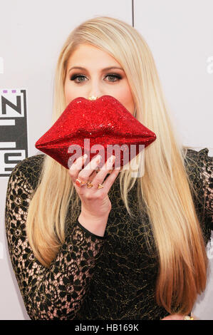 Singer Meghan Trainor arrives for the American Music Awards at Nokia  Theatre L.A. Live on November 23, 2014 in Los Angeles, California Stock  Photo - Alamy
