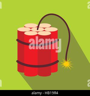 Red dynamite sticks flat icon Stock Vector