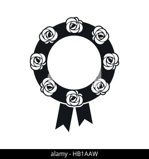 Funeral wreath black icon Stock Vector