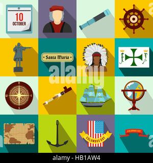 Happy Columbus Day icons Stock Vector