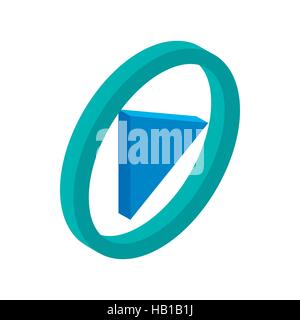 Blue round play button isometric 3d icon Stock Vector