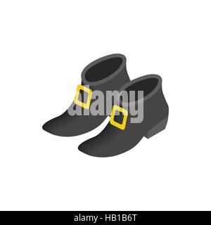 Black leprechaun boots isometric 3d icon Stock Vector