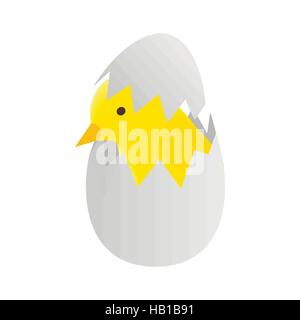 Yellow newborn chicken hatched from an egg icon Stock Vector