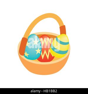 Easter eggs in the basket isometric 3d icon Stock Vector