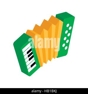 Green accordion with yellow bellows icon Stock Vector