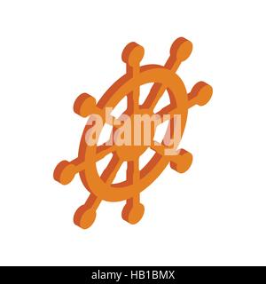 Wooden ship wheel isometric 3d icon Stock Vector