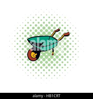 Gardening wheelbarrow comics icon Stock Vector