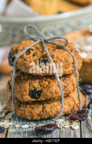 Oatmeal cookies with raisins. Stock Photo