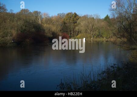 Bracknell, UK. 4th December, 2016. Firshermen taking part in a competition on a frozen lake at Westmorland Park, Bracknell Credit:  Andrew Spiers/Alamy Live News Stock Photo