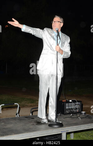 Downey, Ca. 3rd Dec, 2016. Charles Phoenix at the Charles Phoenix Apollo Space Capsule Holiday Lighting and Donut Exchange Party where an actual Apollo Spacecraft is lit up like a Christmas Tree at the Columbia Memorial Space Center in Downey, California on December 3, 2016. © David Edwards/Media Punch/Alamy Live News Stock Photo