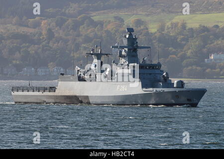 FGS Ludwigshafen am Rhein (F264), a Braunschweig-class corvette of the German Navy, arriving for Exercise Joint Warrior 16-2. Stock Photo