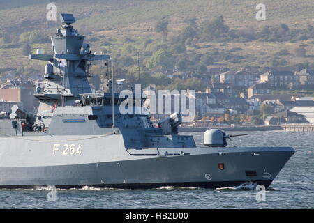 FGS Ludwigshafen am Rhein (F264), a Braunschweig-class corvette of the German Navy, arriving for Exercise Joint Warrior 16-2. Stock Photo