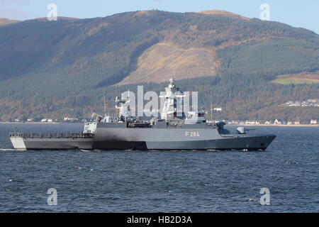 FGS Ludwigshafen am Rhein (F264), a Braunschweig-class corvette of the German Navy, arriving for Exercise Joint Warrior 16-2. Stock Photo