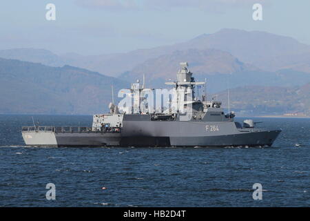 FGS Ludwigshafen am Rhein (F264), a Braunschweig-class corvette of the German Navy, arriving for Exercise Joint Warrior 16-2. Stock Photo