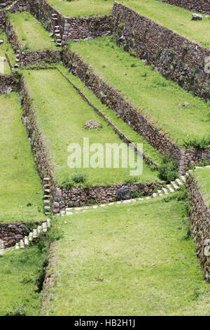 View at the agriculture Inca plants farming terraces at archeological ...