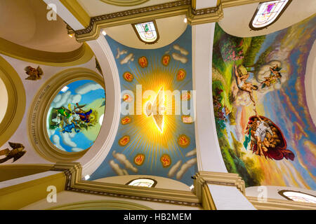 Colorful paintings on ceiling of Trujillo Cathedral, Peru Stock Photo